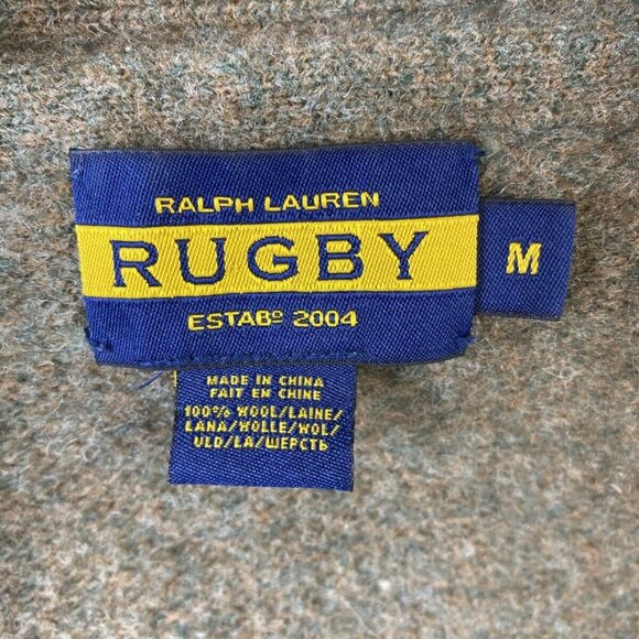 VTG Rugby Ralph Lauren Cardigan Womens‎ M 100% Wool Sweater Suede Elbow Patches - Picture 6 of 16